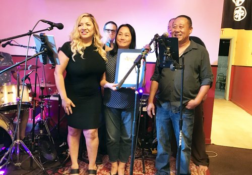 Assemblymember Rudy Salas had his rep, Alicia Ramirez, present a proclamation to Sunny and Fanny Saturday night for Sushi Table's anniversary.
